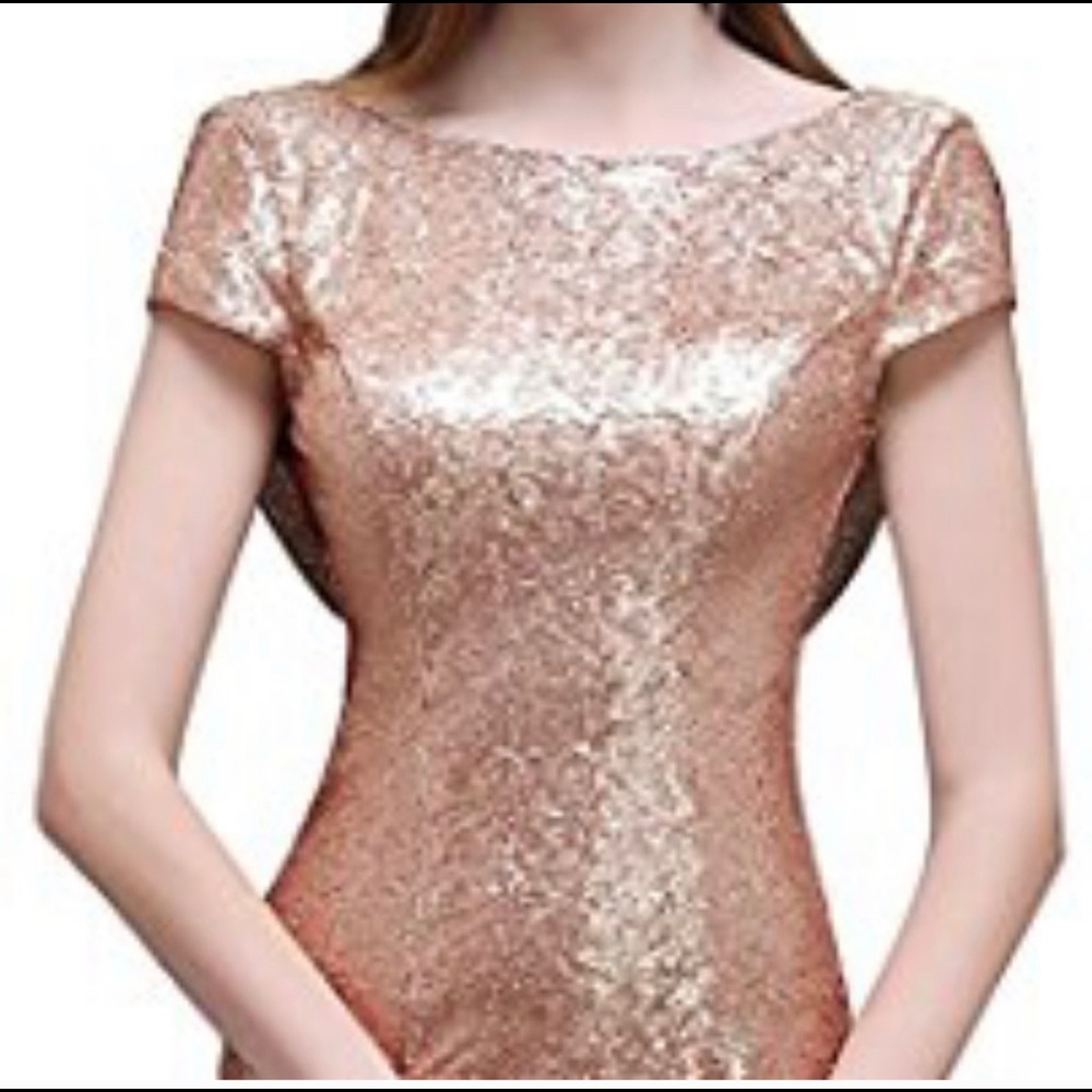 Rose Gold Sequin Bridesmaid Formal Dress